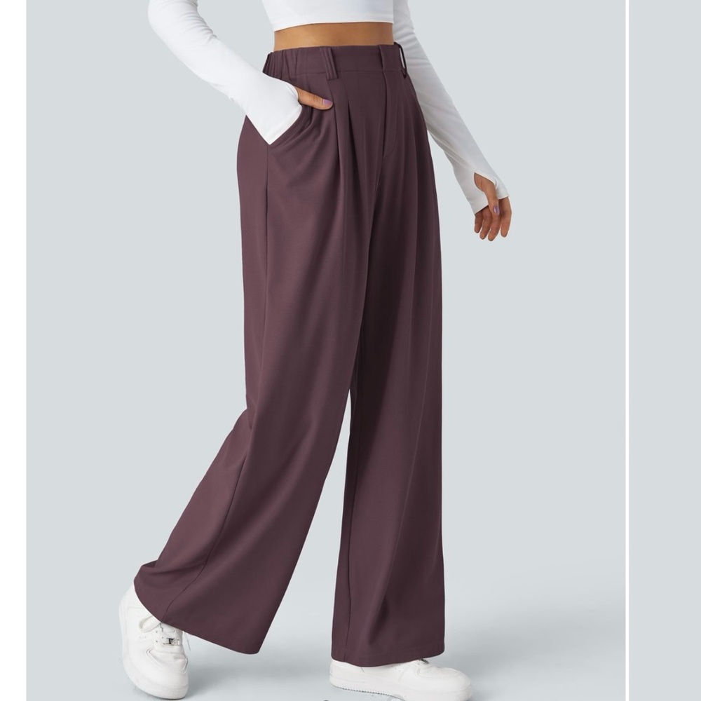 Halara Flex™ High Waisted Plicated Side Pocket Wide Leg Waffle Work Pants